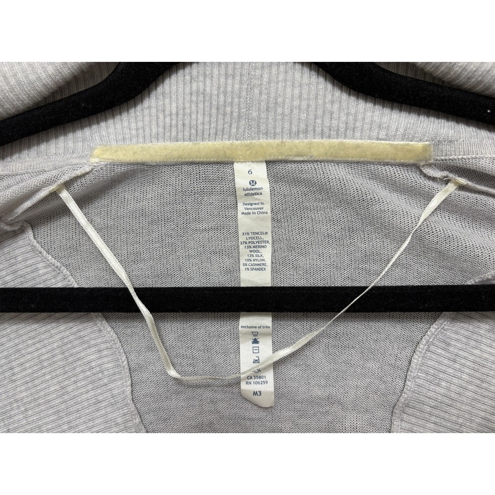 Lululemon Cardigan Open Front Asymmetrical Wool Silk Cashmere Blend Women's Sz 6 - Picture 6 of 16